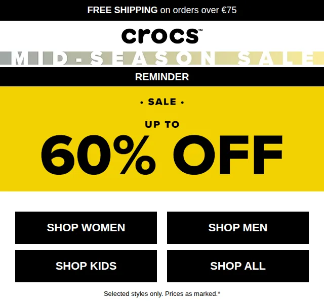 Crocs: Mid-Season Sale sleva až 60 % – červen 2026 | Nuslet.cz