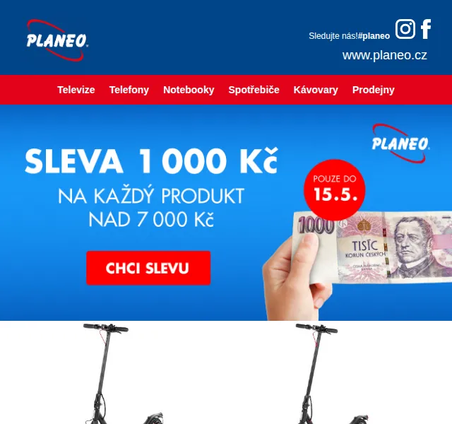 Planeo: Sleva 1 000 Kč na produkty nad 7 000 Kč – červen 2026 | Nuslet.cz