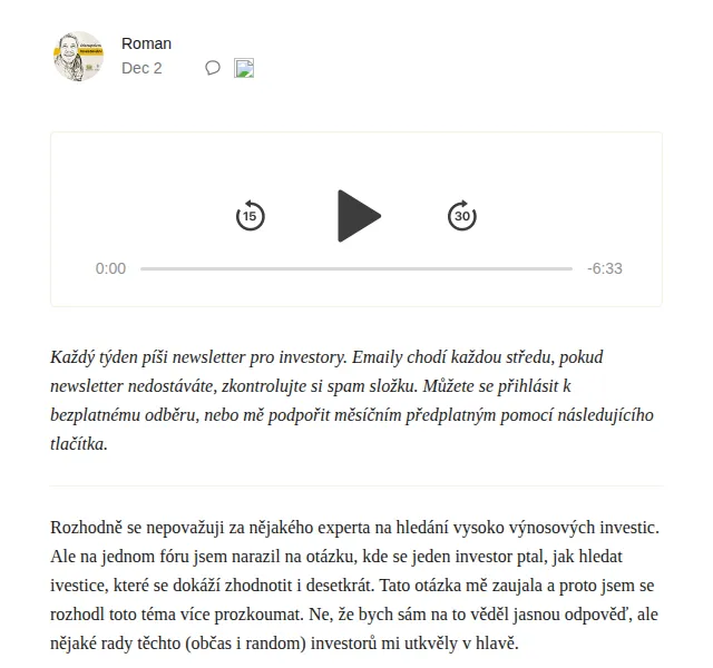Substack: 5 tipů na 10x investici – červen 2026 | Nuslet.cz