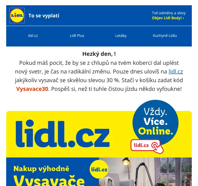Lidl: Vysavače se slevou 30 % – červen 2026 | Nuslet.cz