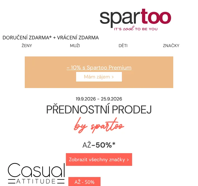 Spartoo.cz: až -50% Levi's, Asics – září 2026