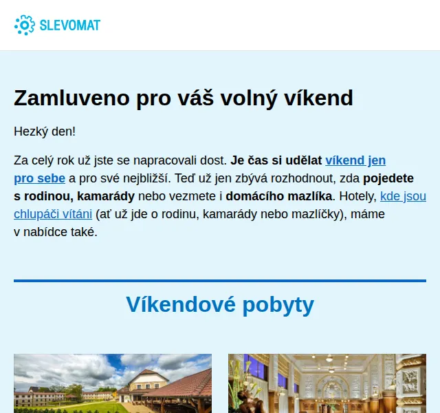 Slevomat: Víkendové pobyty s wellness a mazlíčky – červen 2026 | Nuslet.cz