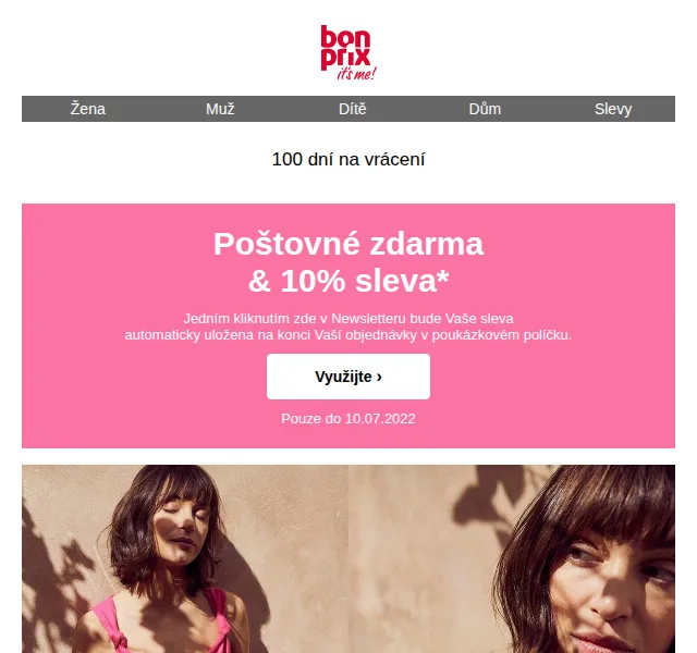 Bonprix: Poštovné zdarma + 10% sleva – červen 2026 | Nuslet.cz