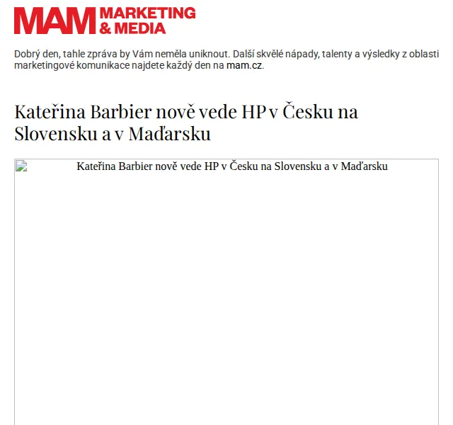 Marketing & Media: Kateřina Barbier nově vede HP – červenec 2026 | Nuslet.cz