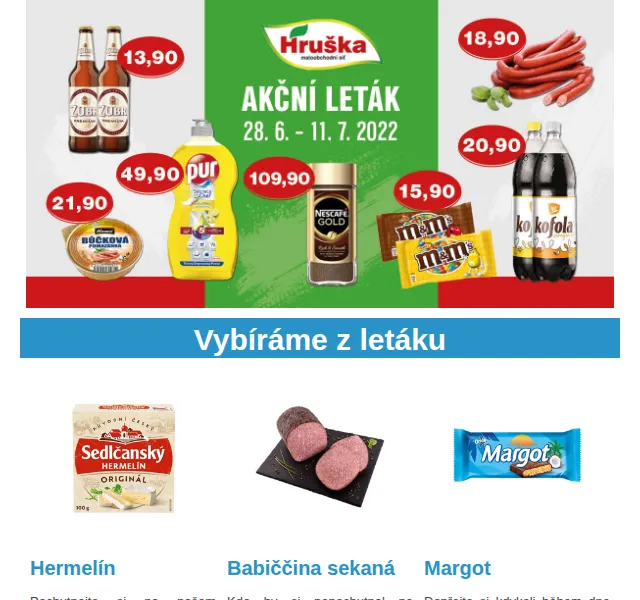 Váš HRUŠKA tým: Leták s hermelínem a sekanou – červen 2026 | Nuslet.cz