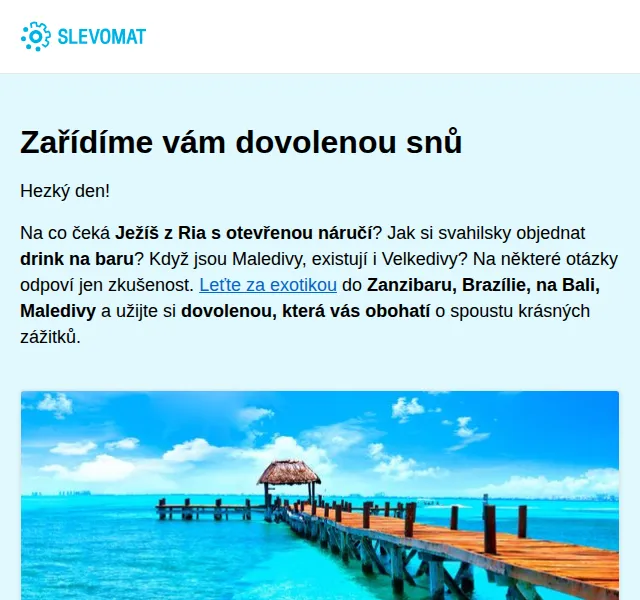 Slevomat: Exotická dovolená Brazílie, Bali, Zanzibar od 3 333 Kč – červen 2026 | Nuslet.cz