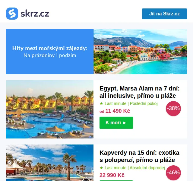 Skrz: Last minutové dovolené s cenami od 6 500 Kč – červenec 2026 | Nuslet.cz
