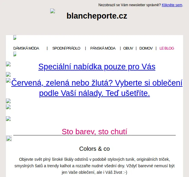 Blancheporte: -75 % sleva na barevnou módu Colors & Co – červen 2026 | Nuslet.cz
