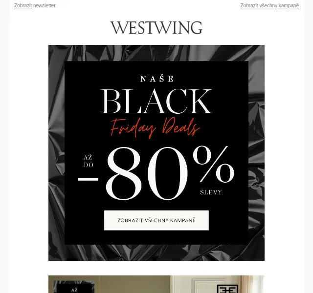 Westwing: BLACK FRIDAY slevy až -80% na 4600+ produktů – červen 2026 | Nuslet.cz
