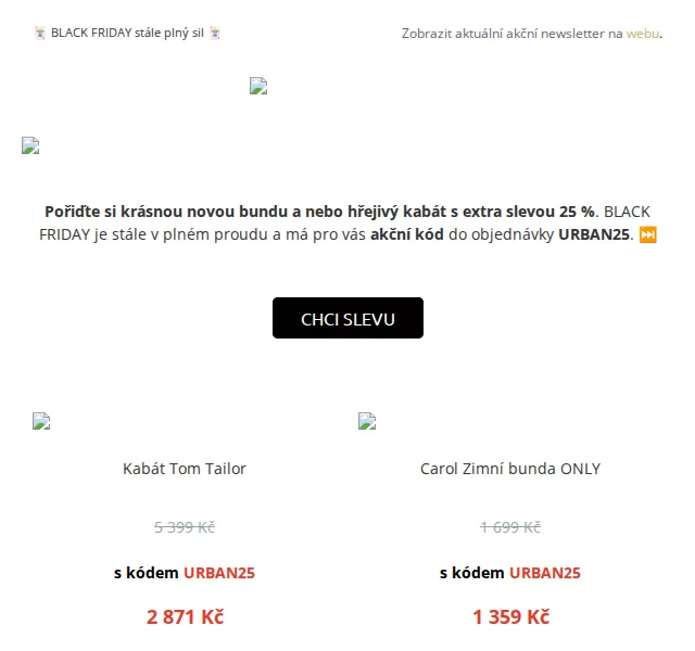 UrbanStore.cz: Bundy a kabáty s 25% slevou – červen 2026 | Nuslet.cz
