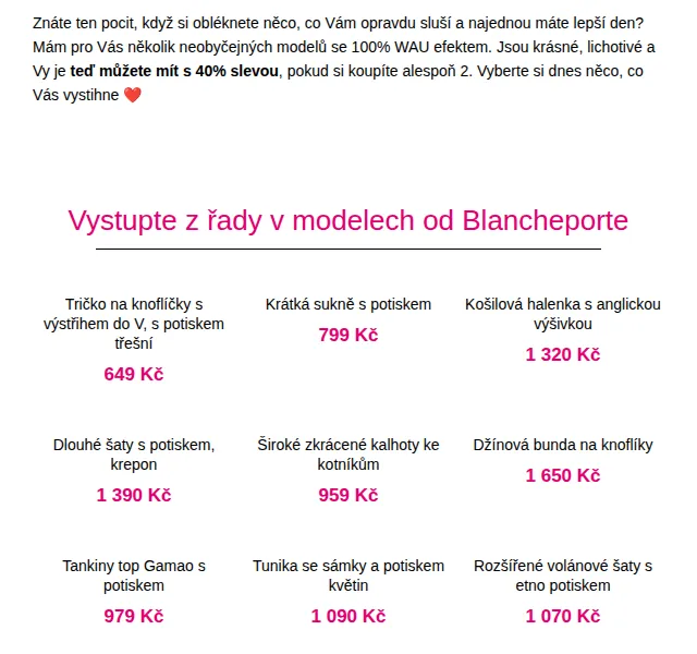 Blancheporte: sleva -40 % na 2 kousky – červen 2026 | Nuslet.cz