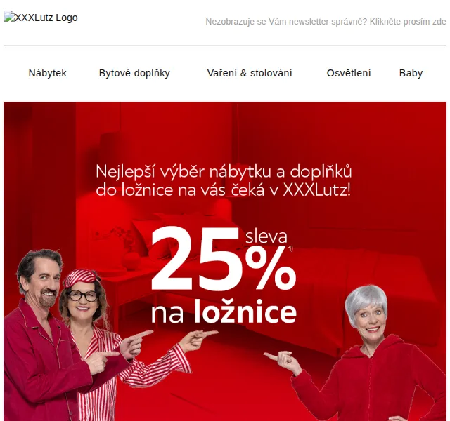 XXXLutz: Sleva 25 % na ložnice a 20 % na bytový textil – červen 2026 | Nuslet.cz