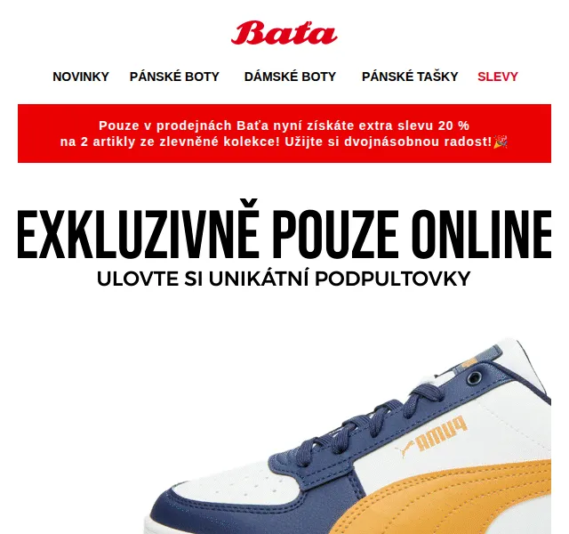 Baťa: Podpultovky a sleva 20 % na 2 kusy – červen 2026 | Nuslet.cz