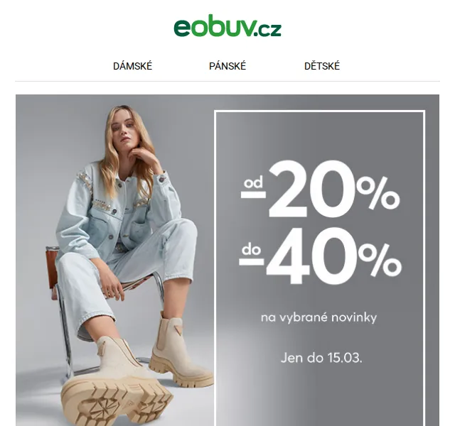 eobuv.cz: Sleva 20-40 % na vybrané novinky – červen 2026 | Nuslet.cz