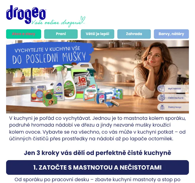 Drogeo: čističe, prostředky na nádobí a lapače – říjen 2026