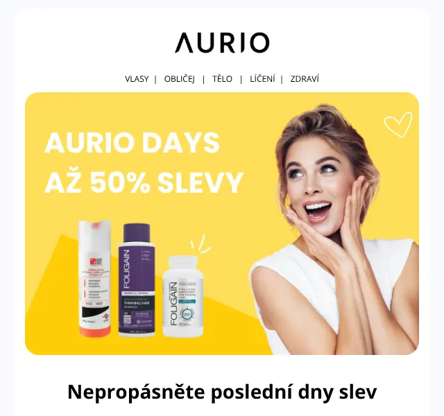 Aurio: slevy až 50 % na kosmetiku – září 2026