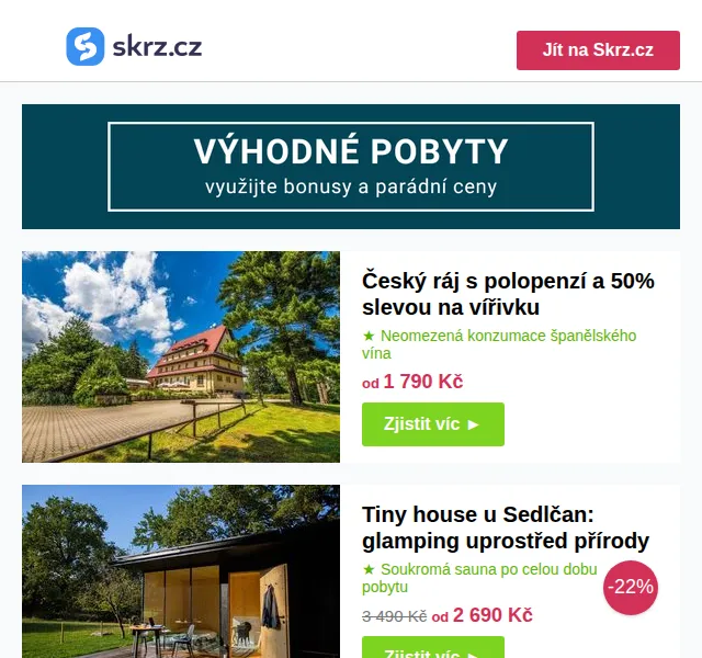Vánoce na Skrz: Pobyty se slevou až 52 % – červen 2026 | Nuslet.cz