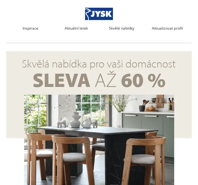 JYSK: Sleva až 65 % na nábytek a bytové doplňky – červenec 2026 | Nuslet.cz