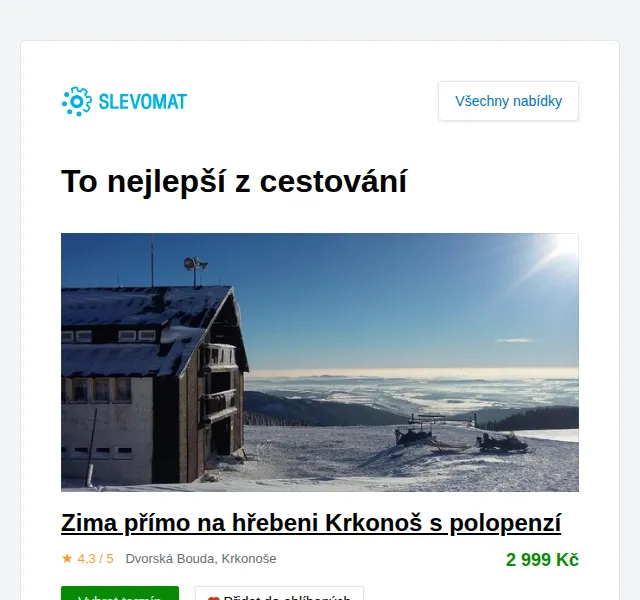 Slevomat: pobyt Dvorská Bouda od 2 999 Kč – červen 2026 | Nuslet.cz