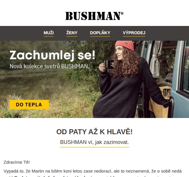 BUSHMAN: Zimní kolekce 2026 – ponožky, bundy i doplňky s 15% slevou | Nuslet.cz