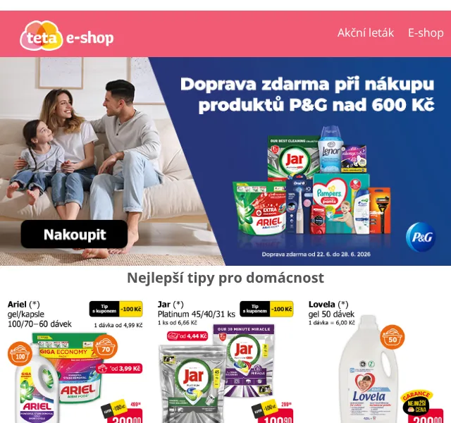 Teta drogerie: Doprava zdarma nad 600 Kč – červen 2026
