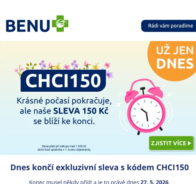 BENU E-shop: Sleva 150 Kč – květen 2026 | Nuslet.cz