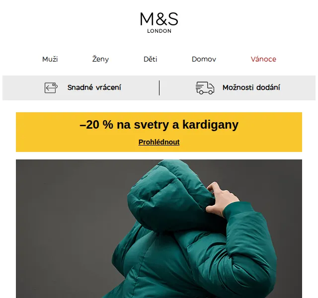 Marks and Spencer: –20 % na svetry a kardigany – červen 2026 | Nuslet.cz