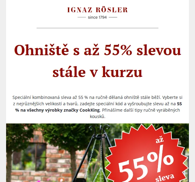 Ignazrosler.cz: Ohniště CookKing až 55 % sleva – červenec 2026 | Nuslet.cz