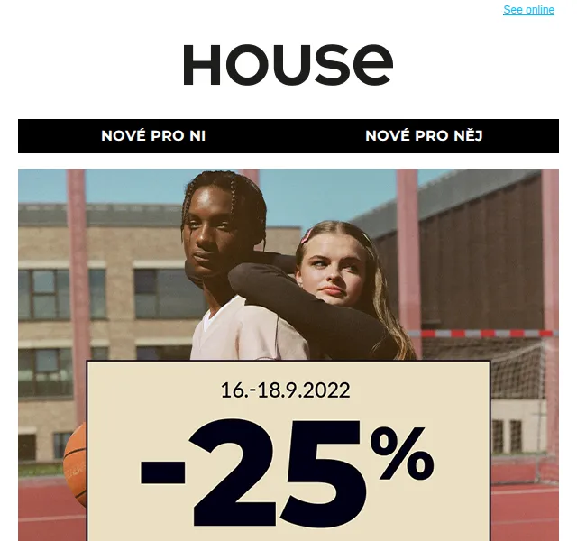HOUSE: sleva 25 % při nákupu nad 1 300 Kč – červen 2026 | Nuslet.cz