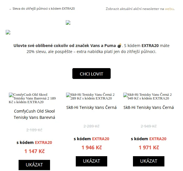 UrbanStore: Vans a Puma s extra slevou 20 % – červen 2026 | Nuslet.cz