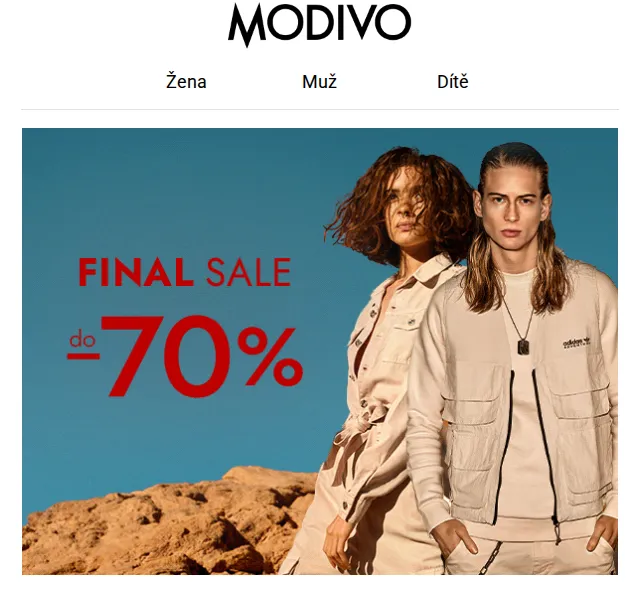 Modivo: Final Sale do -70 % – červen 2026 | Nuslet.cz