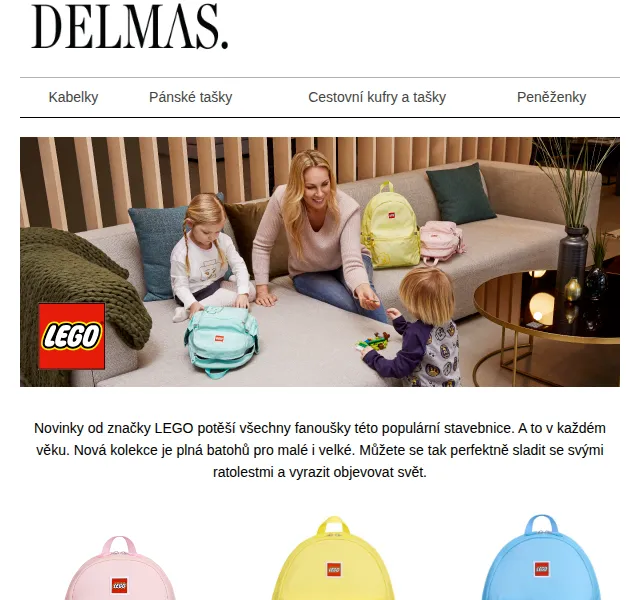 Delmas: LEGO batohy pro celou rodinu – červen 2026 | Nuslet.cz