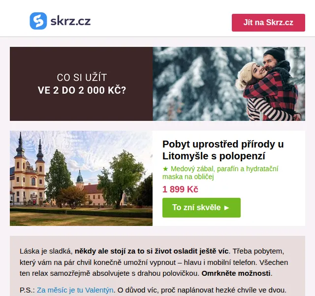 Skrz: Pobyty do 2 000 Kč – wellness wellnessem – červen 2026 | Nuslet.cz