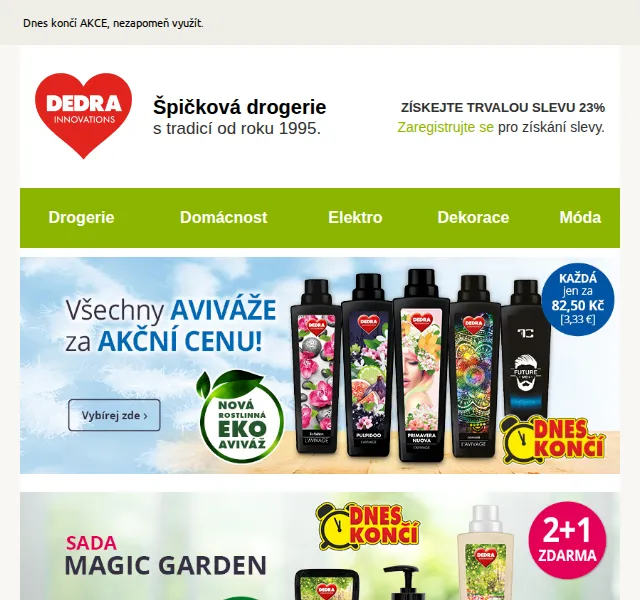 Novinky DEDRA INNOVATIONS: sleva 23 % na drogerii – červen 2026 | Nuslet.cz