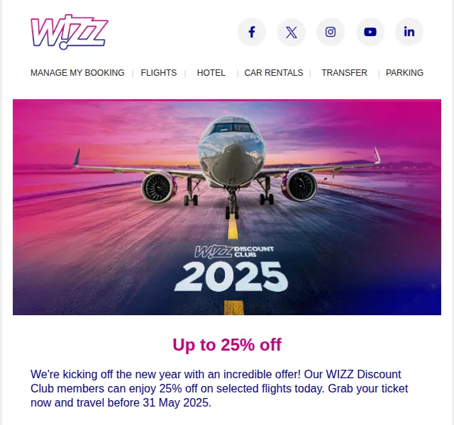 Wizz Air: Sleva až 25 % na letenky – červenec 2026 | Nuslet.cz