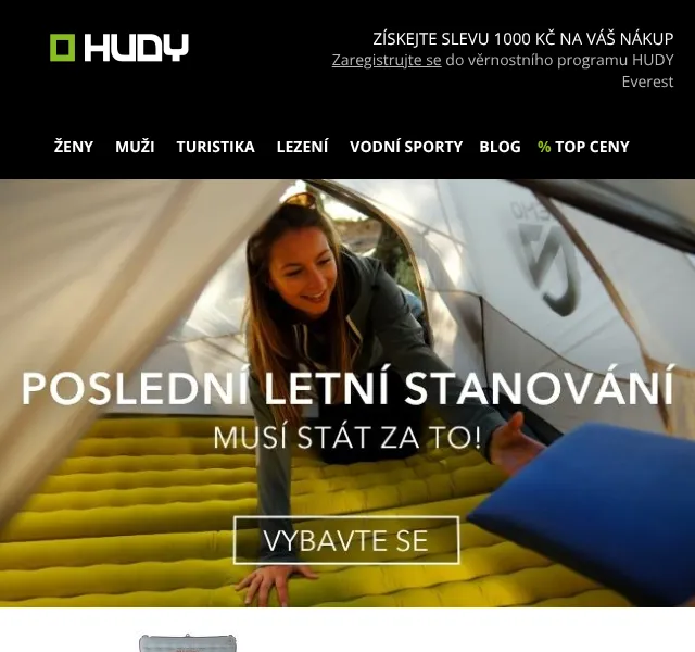 Hudy: Kempování do 4 549 Kč – slevový kód OUTDOOR10