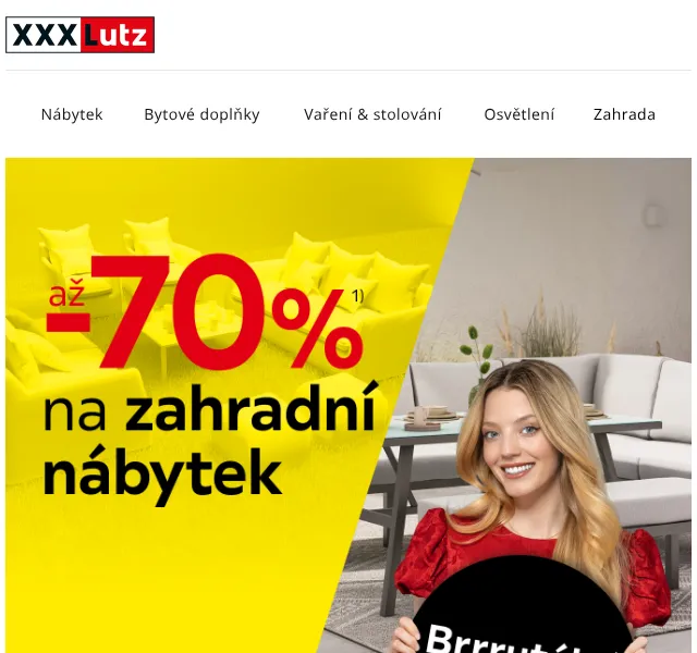 XXXLutz: Zahradní nábytek -70 % – červenec 2026