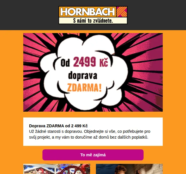 HORNBACH: Doprava ZDARMA od 2 499 Kč – červen 2026 | Nuslet.cz