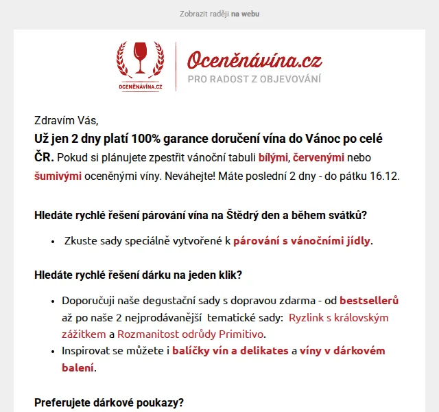 Oceněnávína: Garance doručení do Vánoc – prosinec 2022 | Nuslet.cz