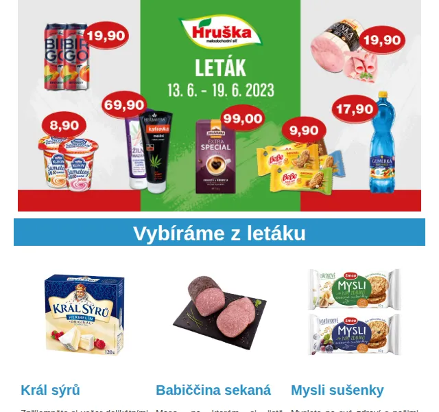 Váš HRUŠKA tým: Leták s hermelínem Král sýrů za 36,90 Kč – červen 2026 | Nuslet.cz