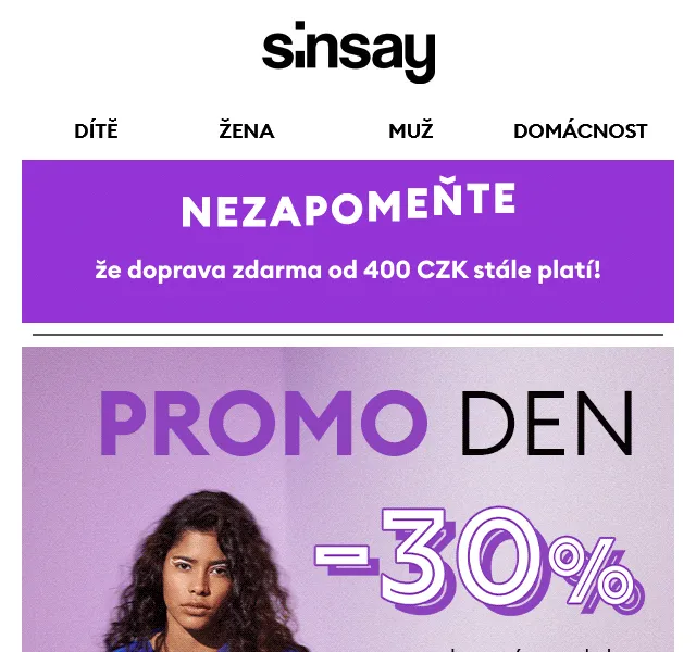 Sinsay: -30% na vybrané produkty – červen 2026 | Nuslet.cz