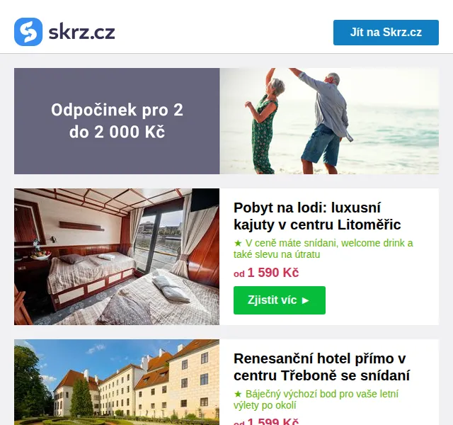 Skrz: letní pobyty se slevou až 56 % – červen 2026 | Nuslet.cz
