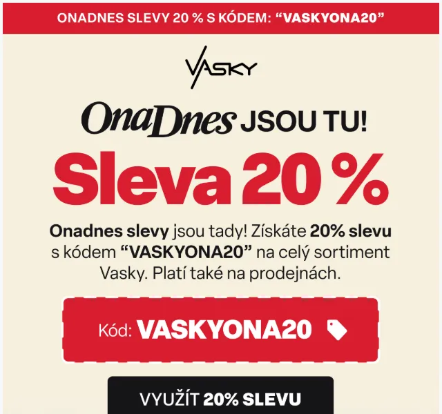 Vasky: Slevy 20 % na obuv – květen 2026 | Nuslet.cz