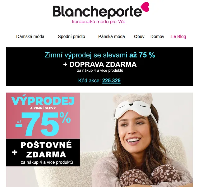 Blancheporte: pyžama a župany až -75 % – duben 2026