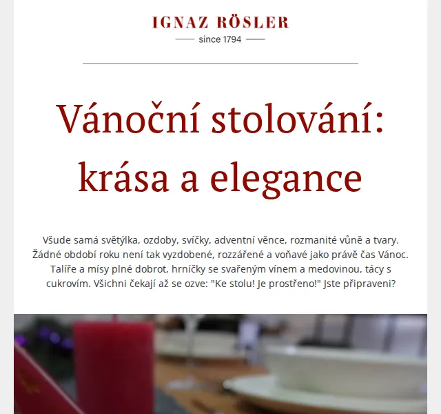 Ignazrosler.cz: Vánoční stolování – červenec 2026 | Nuslet.cz