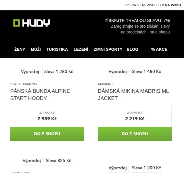 Hudy: Až –40 % na softshellky a flísky značek Black Diamond, Mammut & La Sportiva – červen 2026 | Nuslet.cz
