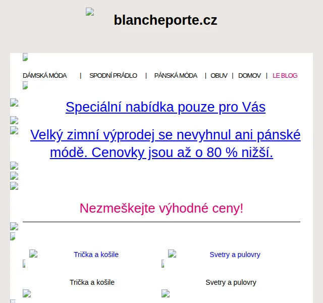 Blancheporte: Velký zimní výprodej pánské módy až -80 % – červen 2026 | Nuslet.cz