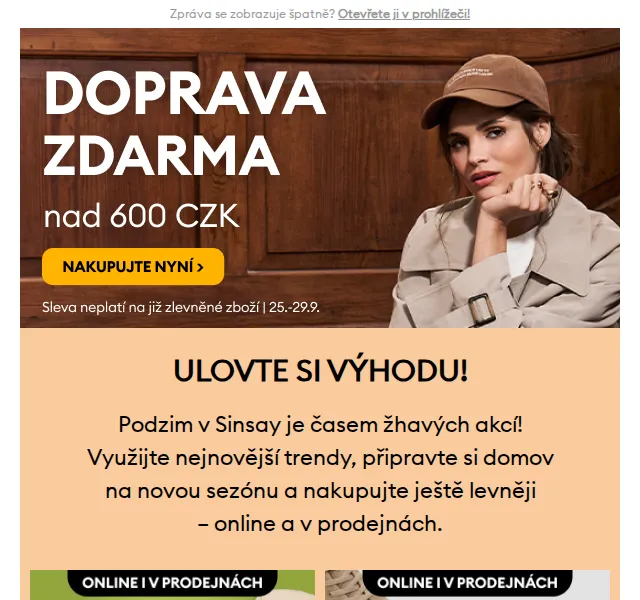 Sinsay: Podzimní akce až 50 % – červen 2026 | Nuslet.cz