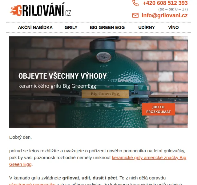 Grilování.cz - Tomáš Dytrych: keramický gril Big Green Egg do 54 408 Kč – červen 2026 | Nuslet.cz