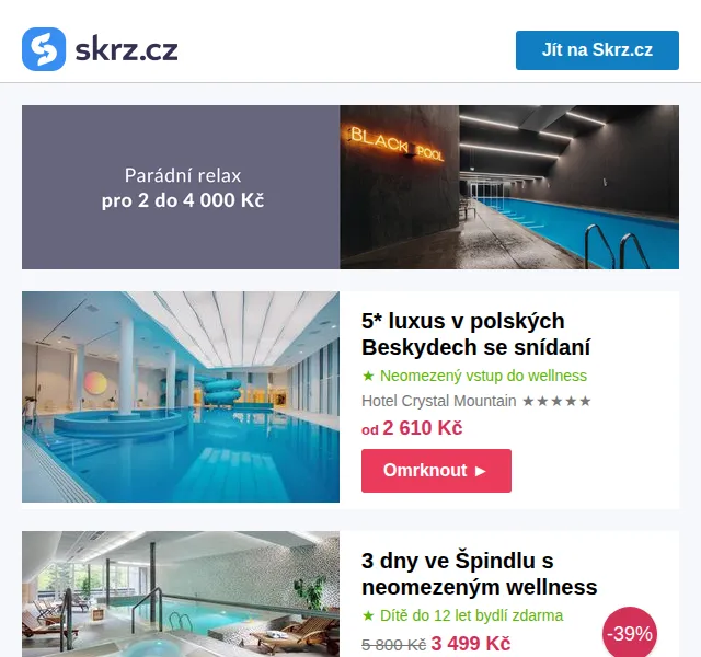 Skrz: Wellness pobyty do 4 000 Kč – červen 2026 | Nuslet.cz